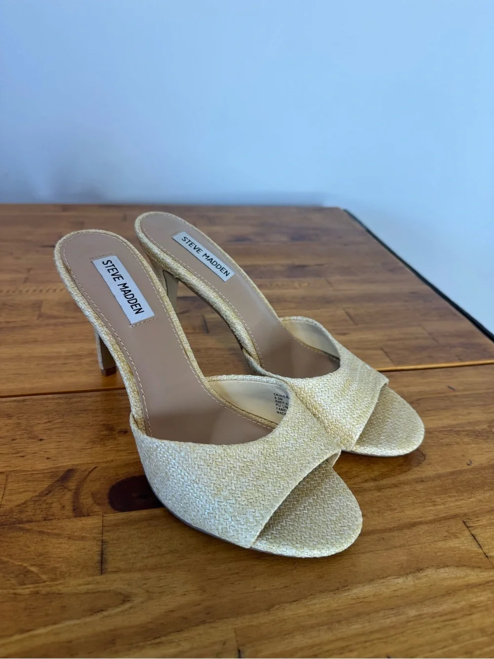Steve Madden Erin Natural Raffia High Heel Sandals Size 8.5